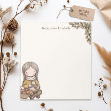 Fille d'automne vintage Cottagecore bois Papeterie
