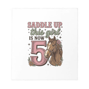 Bloc-note Fille de selle 5e anniversaire Cheval de vache Che