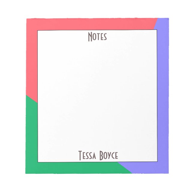Bloc-note Fille moderne Coral rose bleu vert Monogramme (Devant)