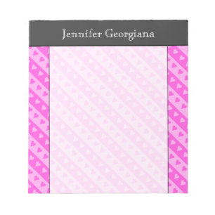 Bloc-note Fille rose pâle et rose foncé Motif