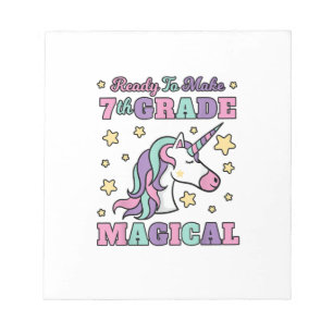 Bloc-note Filles 7e année retour à l'école licorne magique G