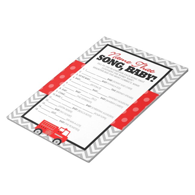 Bloc-note Firetruck Nom That Song Shower Jeu - 40 Pack (Incliné)