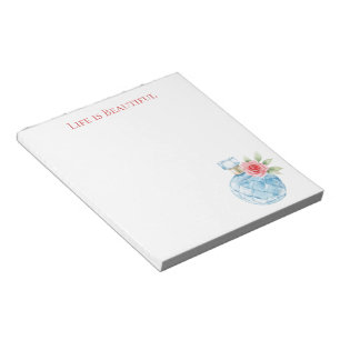 Bloc-note Flacon de Parfum Rose Bleu Aqua Blanc
