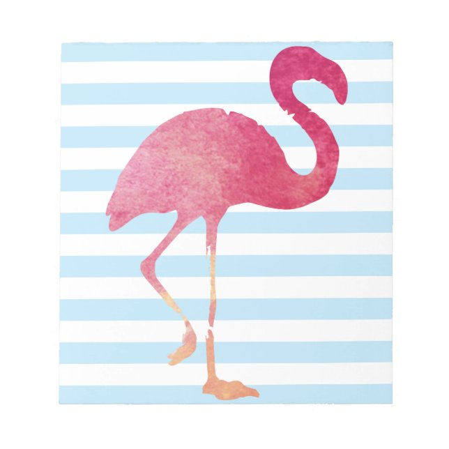 Bloc-note Flamant rose, rayures bleu et blanc (Devant)