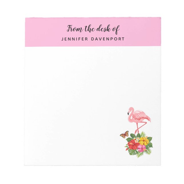 Bloc-note Flamant rose rose & Hibiscus Tropical Fancy (Devant)
