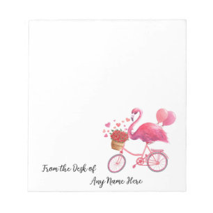 Bloc-note Flamant rose rose personnalisé avec coeur