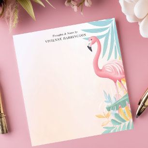 Bloc-note Flamant Rose Tropical Personnalisé Aquarelle 