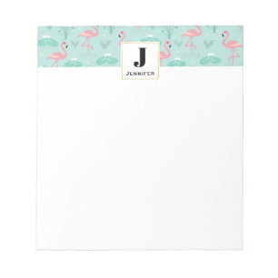 Bloc-note Flamants roses rose pastel Motif Monogramme