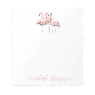 Bloc-note Flamants roses rose tropicale personnalisés