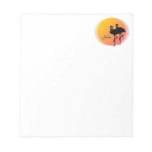Bloc-note Flamants roses Sunset personnel avec nom
