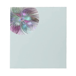 Bloc-note Fleur Abstraite Colorée Art Fractal Floral Moderne