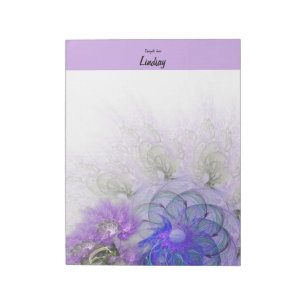 Bloc-note Fleur abstraite violette bleue Lacy personnalisée