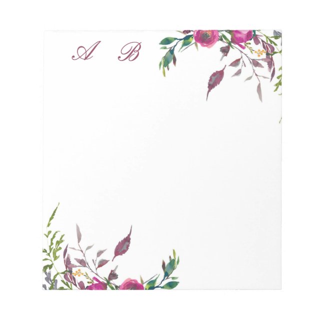 Bloc-note Fleur aquarelle libre rose (Devant)