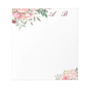 Bloc-note Fleur aquarelle rose