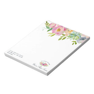 Bloc-note Fleur Chic Mint & Blush Pink Floral Business