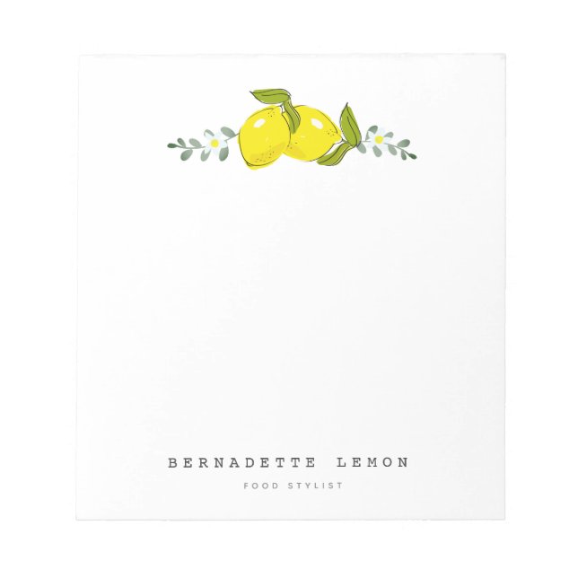 Bloc-note Fleur citron et blanc Simple propre (Devant)