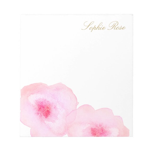 Bloc-note Fleur d'aquarelle rose pâle (Devant)