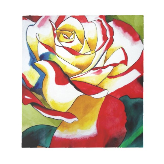 Bloc-note Fleur d'art original aquarelle Tea Rose (Devant)