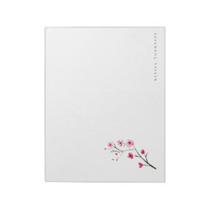 Bloc-note Fleur de cerisier Sakura aquarelle personnalisée