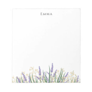 Bloc-note Fleur de lavande moderne violet blanc