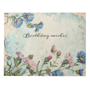Bloc-note Fleur de naissance de l'aster bleu Septembre Cadre