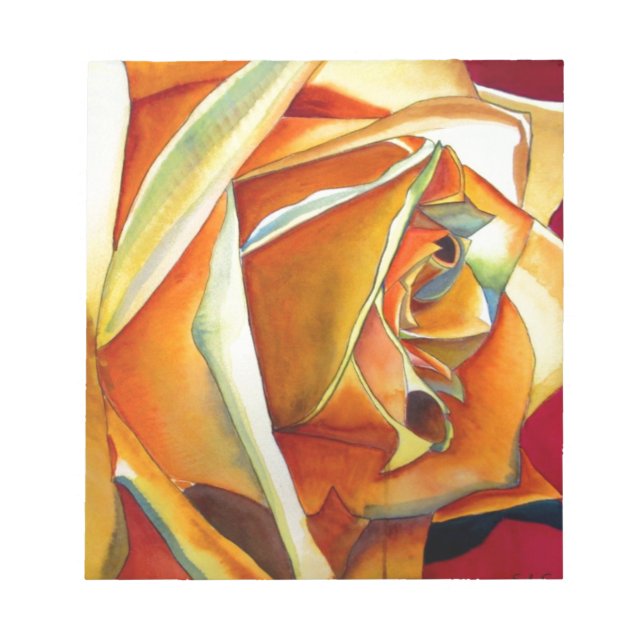 Bloc-note Fleur de Rose jaune aquarelle originale d'Art (Devant)