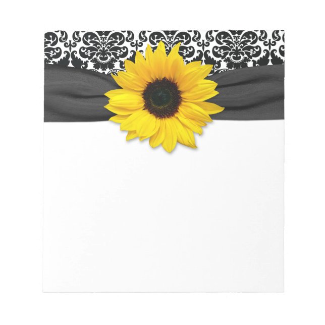 Bloc-note Fleur de tournesol Jaune Fleur de soleil Noir Blan (Devant)