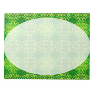 Bloc-note Fleur de vie - motif de timbre - vert