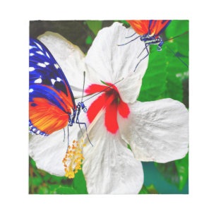 Bloc-note Fleur d'Hibiscus avec 2 papillons à ailes longues