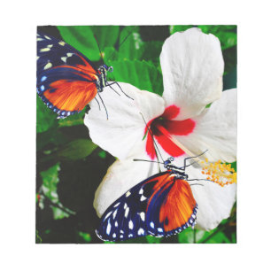 Bloc-note Fleur d'Hibiscus avec 2 papillons à ailes longues