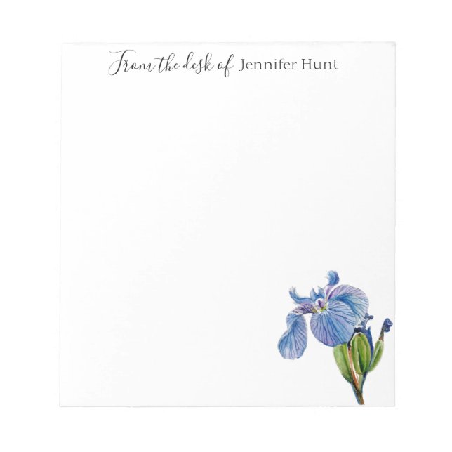 Bloc-note Fleur d'Iris bleue aquarelle (Devant)