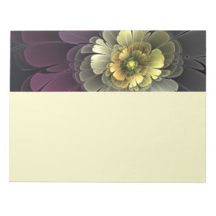 Bloc-note Fleur fractale grise pourpre moderne abstraite