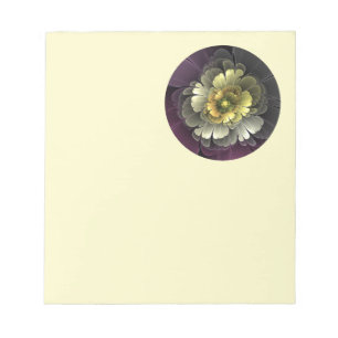 Bloc-note Fleur fractale grise pourpre moderne abstraite