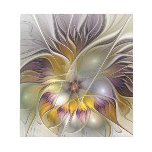 Bloc-note Fleur fractale moderne fantasque colorée abstraite