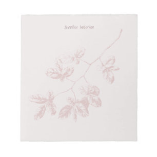 Bloc-note Fleur Moderne Personnaliser Nom Mauve Blush