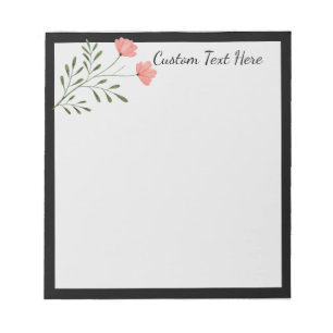 Bloc-note Fleur Rose rose tendance Bordure noire