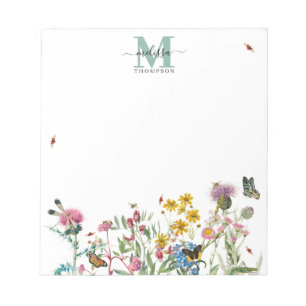 Bloc-note Fleur sauvage d'aquarelle Insectes Floral Spring G
