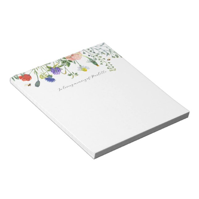 Bloc-note Fleur sauvage de cartes mémoire Love (Incliné)
