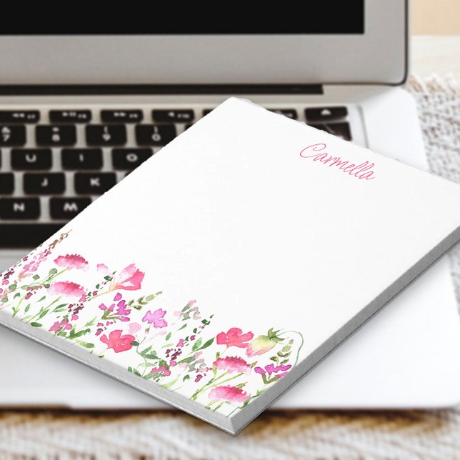 Bloc-note Fleur sauvage Delicate Rose Floral Personnalisé (Créateur téléchargé)