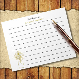 Bloc-note Fleur sauvage Noir Et Or Du Bureau De Lined