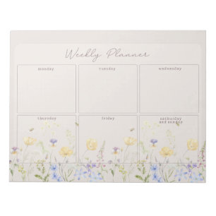 Bloc-note Fleur sauvage, planificateur hebdomadaire floral