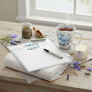 Bloc-note Fleurs aquarelles personnalisées sarcelle et bleue