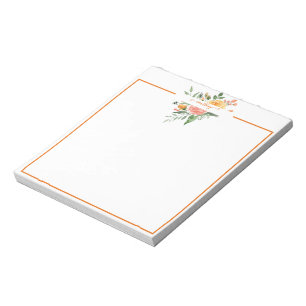 Bloc-note Fleurs aquarelles rose et orange personnalisées
