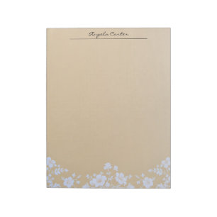 Bloc-note Fleurs blanches sur fond beige