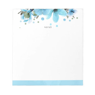 Bloc-note Fleurs bleu clair et aquarelle