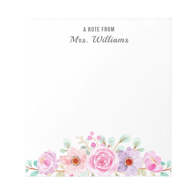 Bloc-note Fleurs Botaniques Florales Une Note Du Nom Personn (Devant)