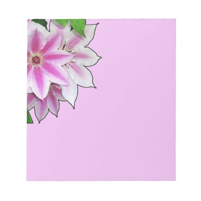 Bloc-note Fleurs Clematis roses et blanches (Devant)
