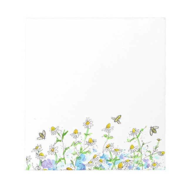 Bloc-note Fleurs d'aquarelle de l'abeille de miel (Devant)