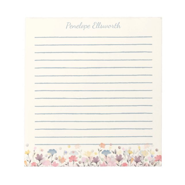 Bloc-note Fleurs d'Aquarelle Pastel Cute (Devant)
