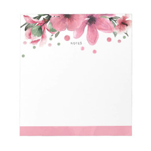 Bloc-note Fleurs d'aquarelle rose